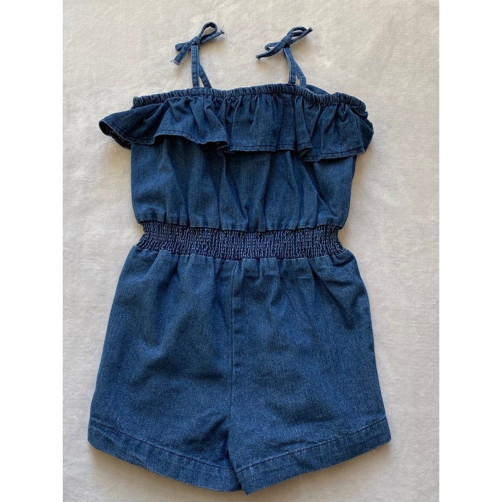 Mud Pie blue denim ruffle romper 3T 4T 5T NWT